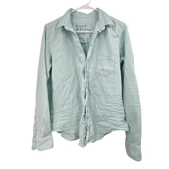 FRANK & EILEEN MEDIUM BARRY WOVEN COTTON IN ITALY BUTTON UP LONG SLEEVE BLOUSE - Picture 1 of 5